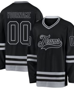 Custom Black Gray Hockey Jersey