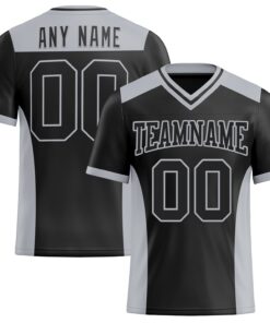 Custom Black Gray Mesh Authentic Football Jersey