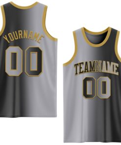 Custom Black Gray-Old Gold Authentic Gradient Fashion Basketball Jersey