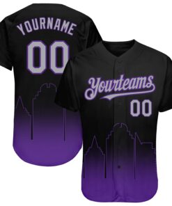 Custom Black Gray-Purple 3D Sacramento City Edition Fade Fashion Authentic Baseball Jersey