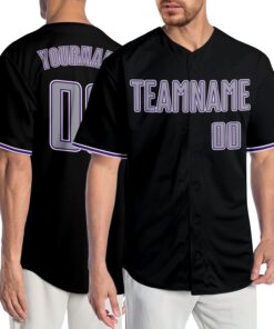 Custom Black Gray-Purple Authentic Baseball Jersey