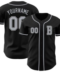 Custom Black Gray-White Authentic Baseball Jersey