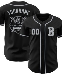 Custom Black Gray-White Authentic Baseball Jersey