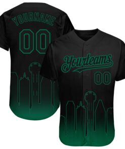 Custom Black Kelly Green 3D Dallas City Edition Fade Fashion Authentic Baseball Jersey
