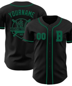 Custom Black Kelly Green Authentic Baseball Jersey