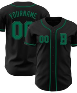 Custom Black Kelly Green Authentic Baseball Jersey