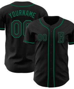 Custom Black Kelly Green Authentic Baseball Jersey