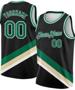 Custom Black Kelly Green-Cream Modern Authentic City Edition Basketball Jersey