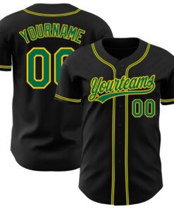 Custom Black Kelly Green-Gold Authentic Baseball Jersey