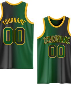 Custom Black Kelly Green-Gold Authentic Gradient Fashion Basketball Jersey