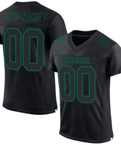 Custom Black Kelly Green Mesh Authentic Football Jersey