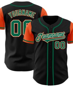 Custom Black Kelly Green-Orange Authentic Two Tone Baseball Jersey