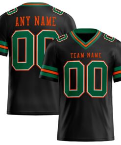 Custom Black Kelly Green-Orange Mesh Authentic Football Jersey