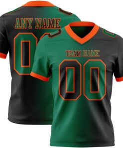 Custom Black Kelly Green-Orange Mesh Authentic Gradient Fashion Football Jersey