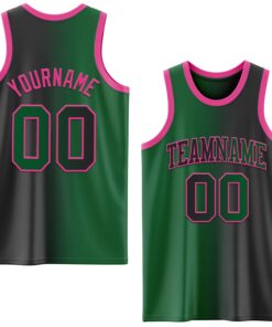Custom Black Kelly Green-Pink Authentic Gradient Fashion Basketball Jersey