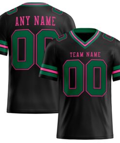 Custom Black Kelly Green-Pink Mesh Authentic Football Jersey