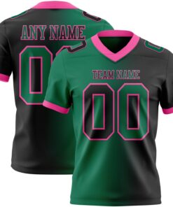 Custom Black Kelly Green-Pink Mesh Authentic Gradient Fashion Football Jersey
