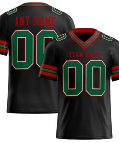 Custom Black Kelly Green-Red Mesh Authentic Football Jersey
