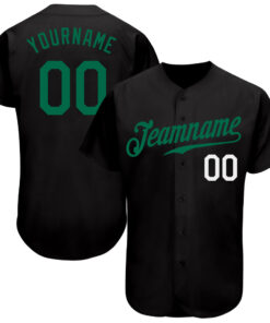 Custom Black Kelly Green-White Authentic Baseball Jersey