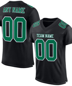Custom Black Kelly Green-White Mesh Authentic Football Jersey