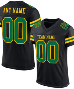 Custom Black Kelly Green-Yellow Mesh Authentic Football Jersey