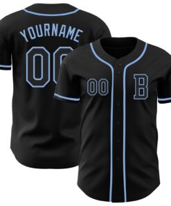 Custom Black Light Blue Authentic Baseball Jersey