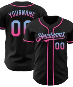 Custom Black Light Blue-Pink Authentic Fade Fashion Baseball Jersey