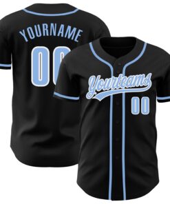 Custom Black Light Blue-White Authentic Baseball Jersey