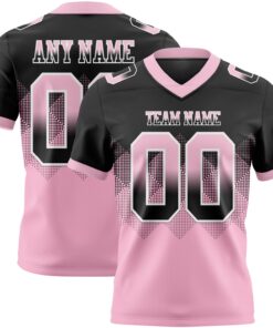 Custom Black Light Pink-White Mesh Authentic Gradient Square Shape Flag Football Jersey
