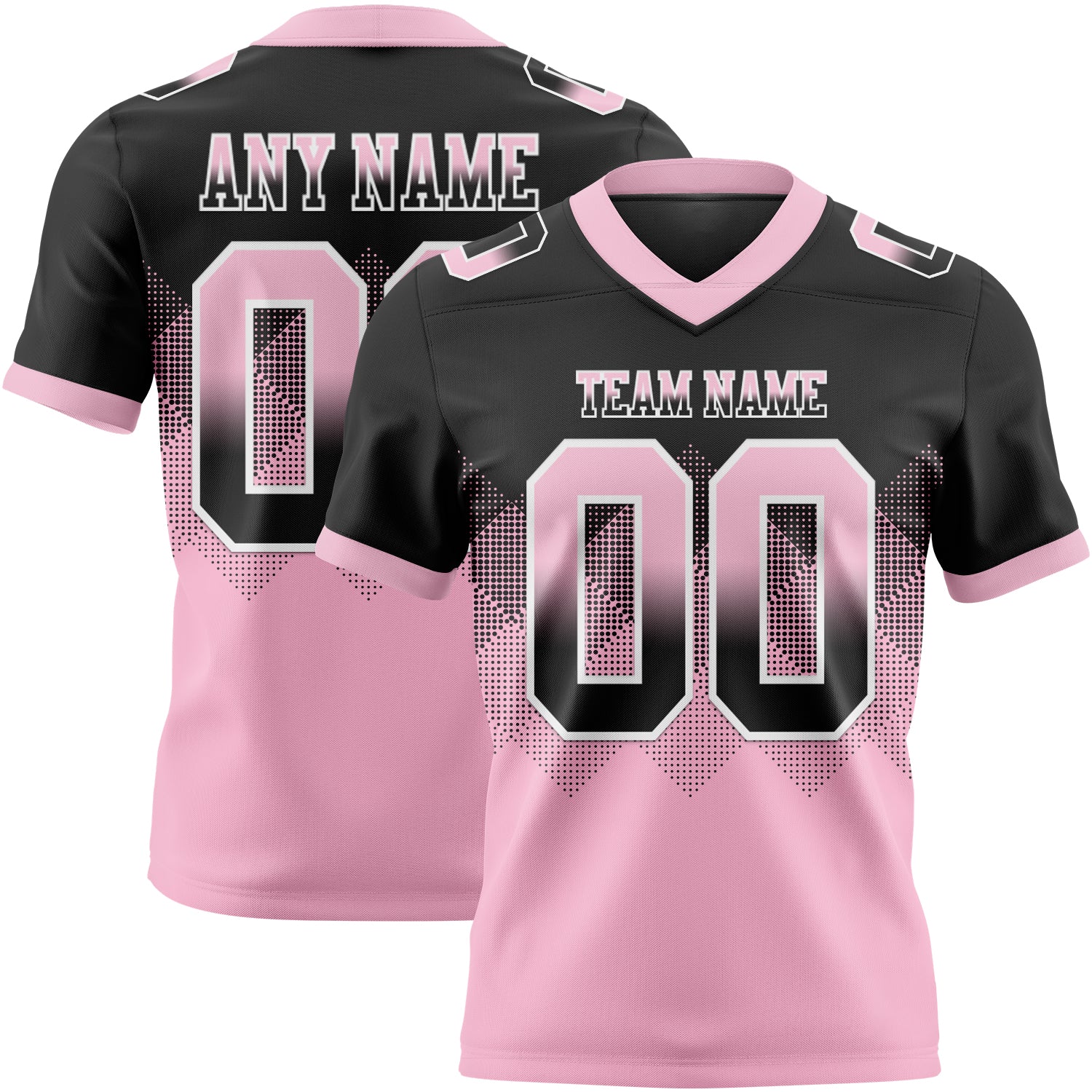 Custom Black Light Pink-White Mesh Authentic Gradient Square Shape Flag Football Jersey