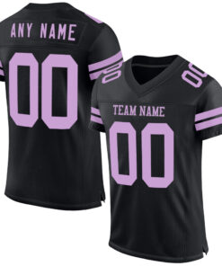 Custom Black Light Purple Mesh Authentic Football Jersey