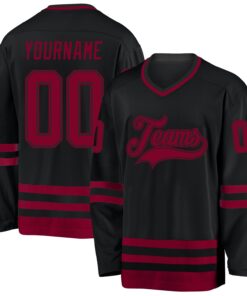 Custom Black Maroon Hockey Jersey