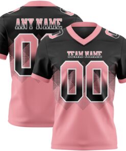 Custom Black Medium Pink-White Mesh Authentic Gradient Square Shape Flag Football Jersey