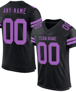 Custom Black Medium Purple Mesh Authentic Football Jersey
