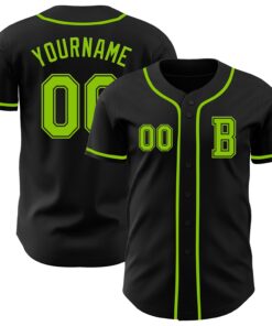 Custom Black Neon Green Authentic Baseball Jersey