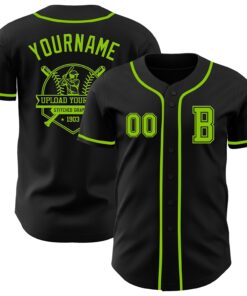 Custom Black Neon Green Authentic Baseball Jersey