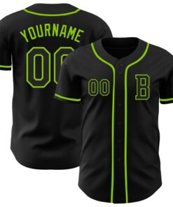 Custom Black Neon Green Authentic Baseball Jersey