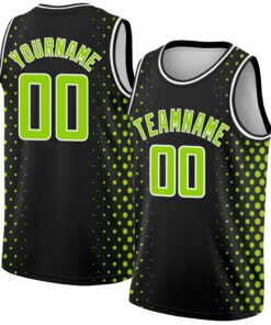 Custom Black Neon Green-White Halftone Authentic City Edition Basketball Jersey