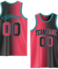 Custom Black Neon Pink-Teal Authentic Gradient Fashion Basketball Jersey