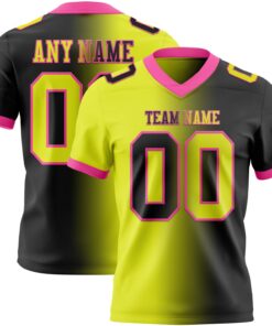 Custom Black Neon Yellow-Pink Mesh Authentic Gradient Fashion Football Jersey