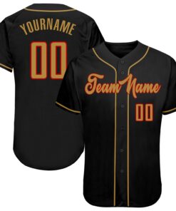 Custom Black Old Gold-Red Authentic Baseball Jersey