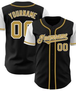 Custom Black Old Gold-White Authentic Two Tone Baseball Jersey