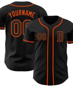 Custom Black Orange Authentic Baseball Jersey