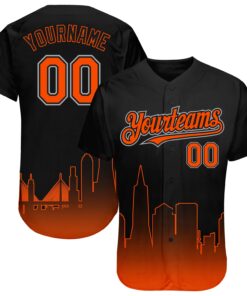 Custom Black Orange-Gray 3D San Francisco City Edition Fade Fashion Authentic Baseball Jersey