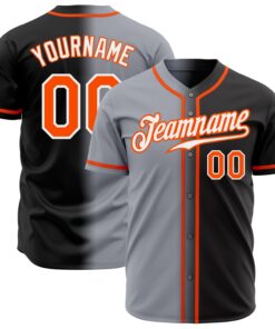 Custom Black Orange Gray-White Authentic Gradient Fashion Baseball Jersey