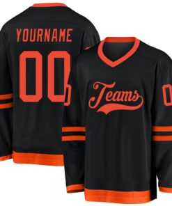 Custom Black Orange Hockey Jersey