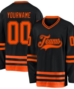 Custom Black Orange Hockey Jersey
