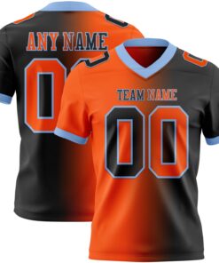 Custom Black Orange-Light Blue Mesh Authentic Gradient Fashion Football Jersey