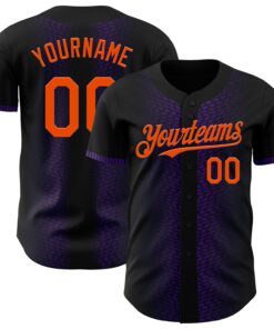 Custom Black Orange-Purple 3D Pattern Design Geometric Shapes Authentic Baseball Jersey