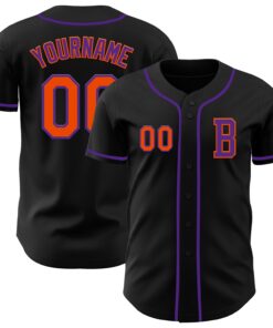Custom Black Orange-Purple Authentic Baseball Jersey